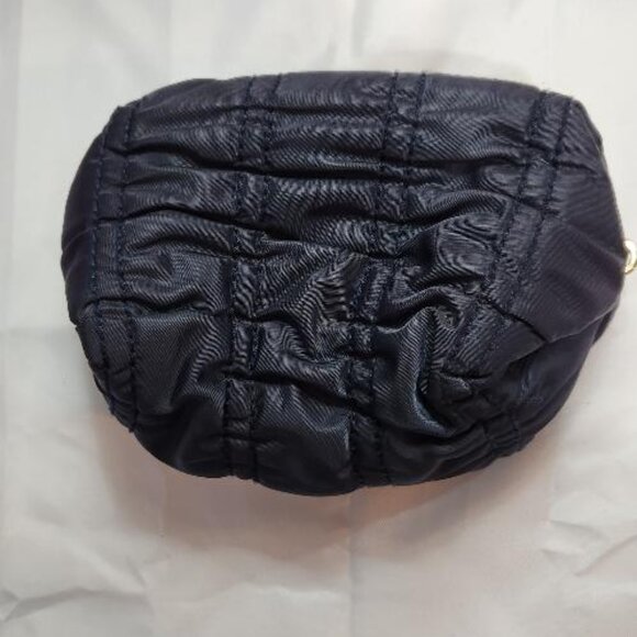 Coach Small Boxy Cosmetic Case with Ruching in navy blue nylon - Picture 2 of 9